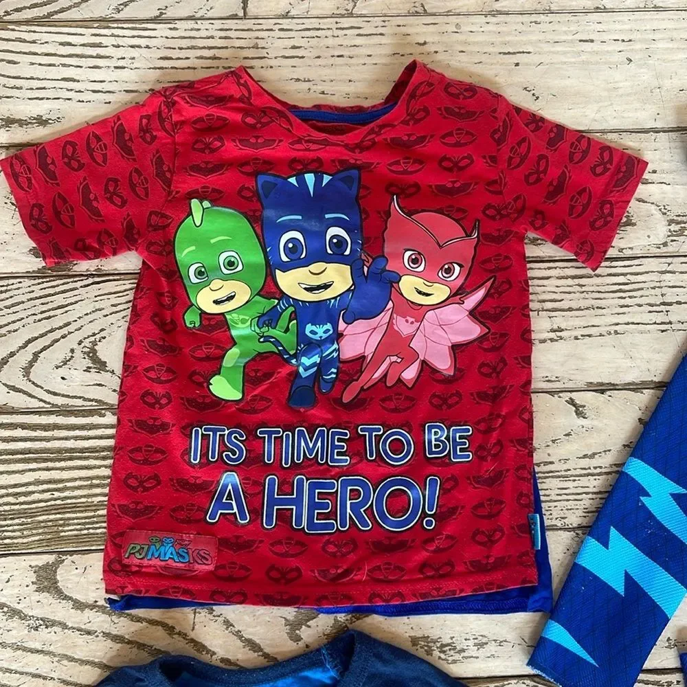 PJ Mask Bundle -Catboy Kids Costume, T-shirt w cape, long sleeve, PJ Masks shoes